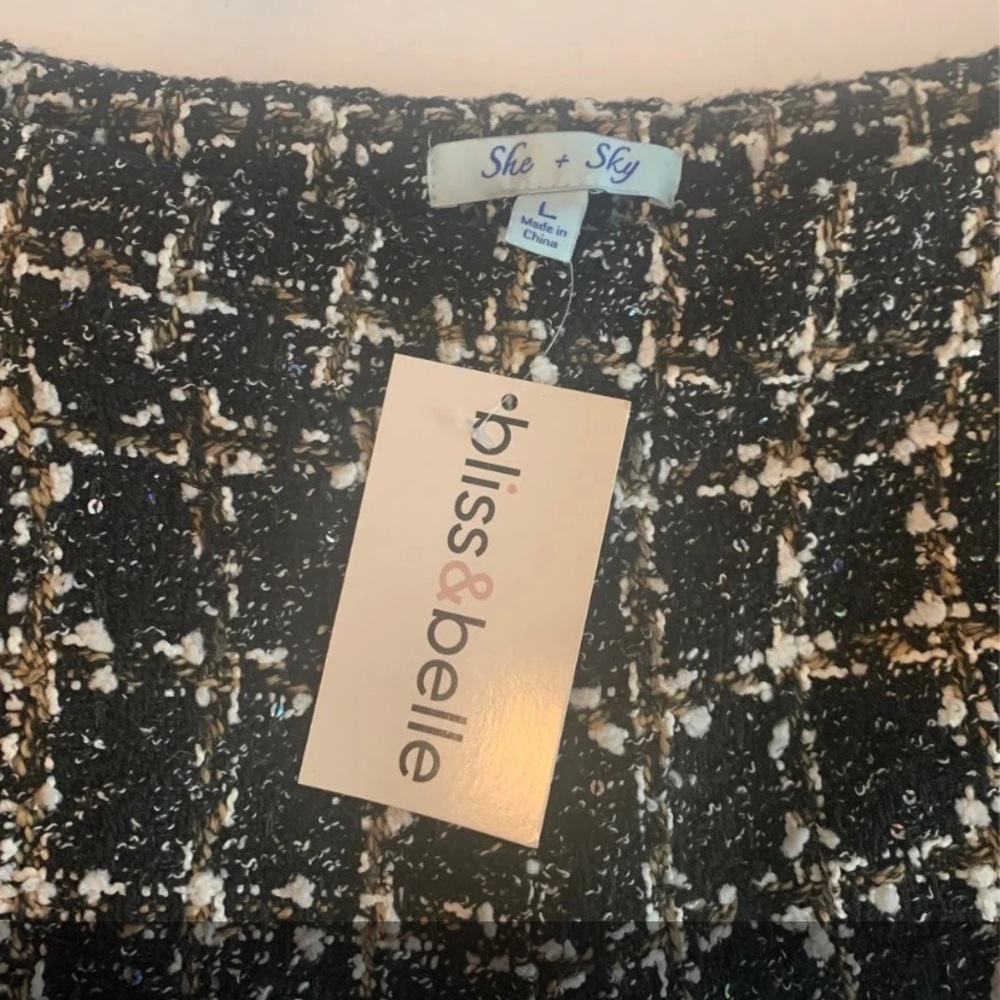 She + Sky Tweed Sequin shorts